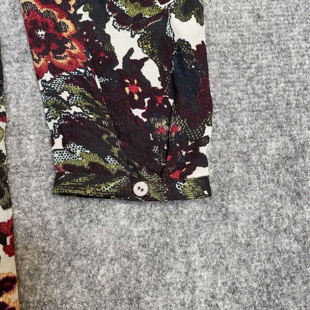 J Jill Top Womens Large Long Sleeve Boat Neck Multi Floral Lightweight Blouse - Picture 5 of 9